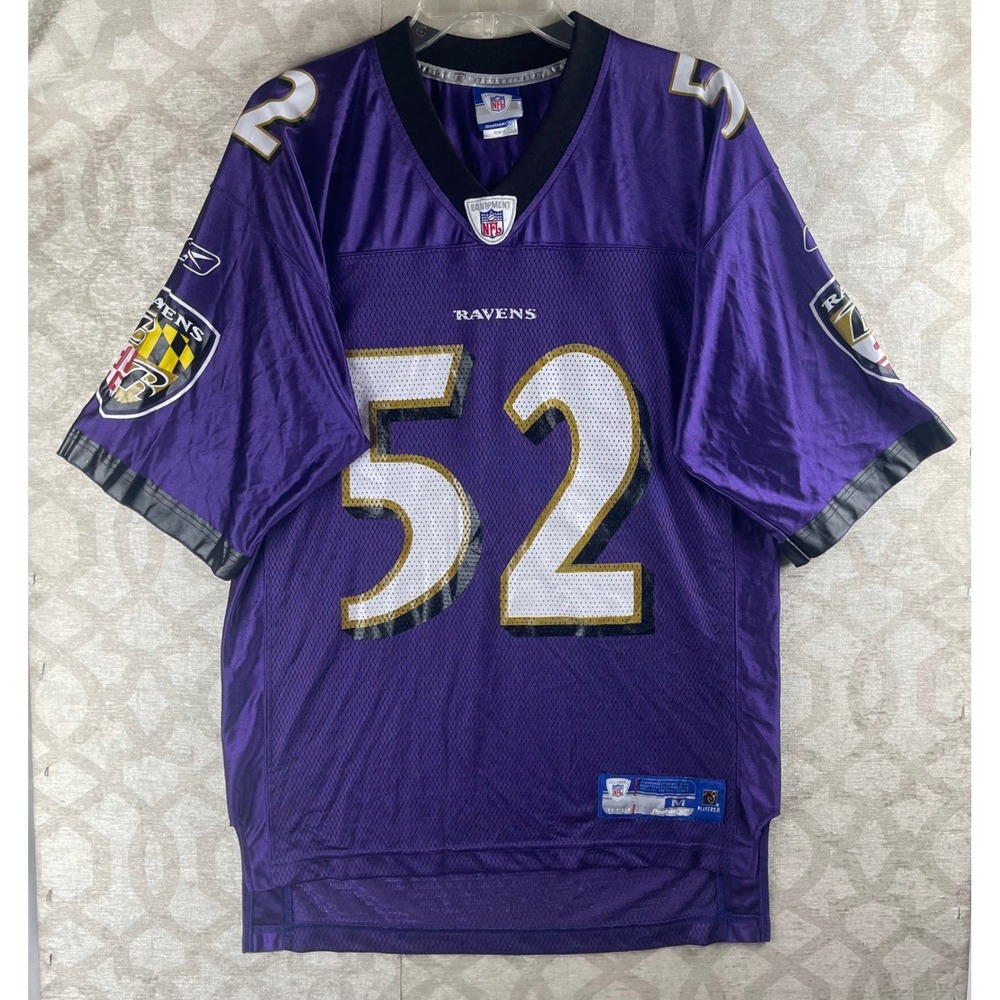 Reebok Baltimore Ravens Ray Lewis NFL Jersey Mens Medium Purple #52 Vintage 2004